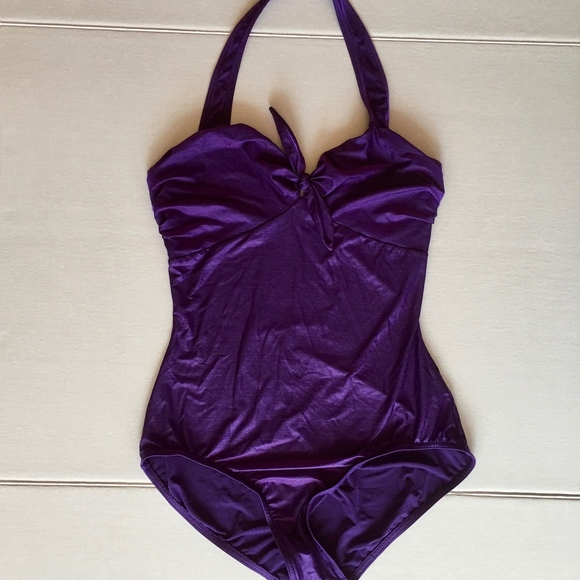 Mirella Other - Mirella Metallic Purple Leotard Halter Dance L